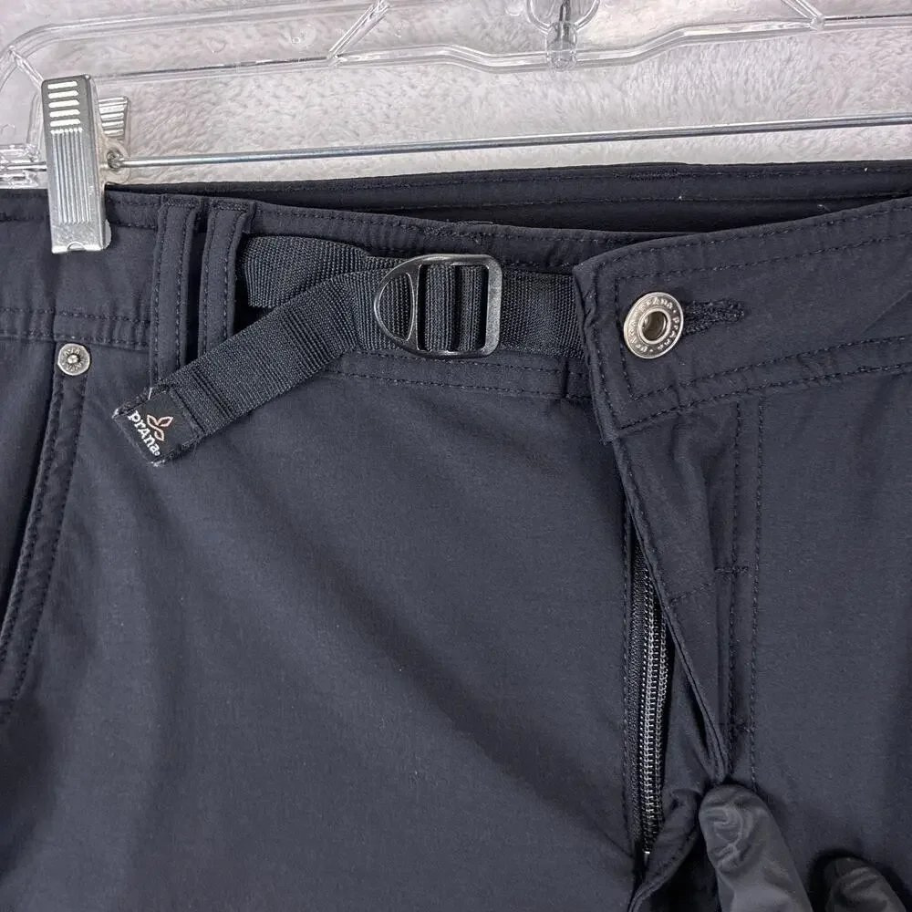 Prana Pants Mens M Black Zion Nylon Stretch Belted Performance Hiking Outdoors